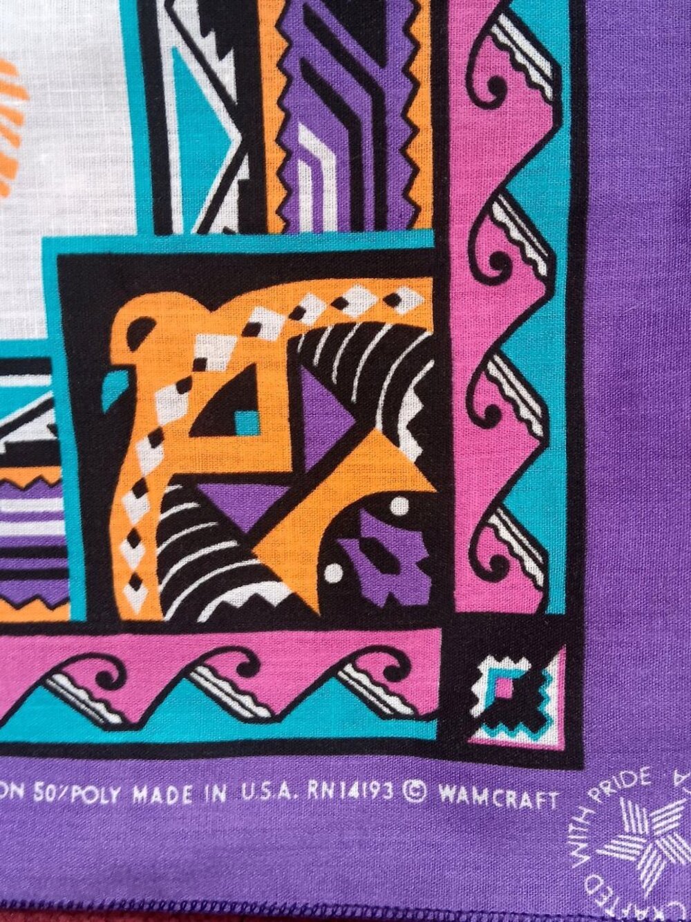 Vintage Hanky Bandana Scarf Southwestern Native American Multicolor Wamcraft
